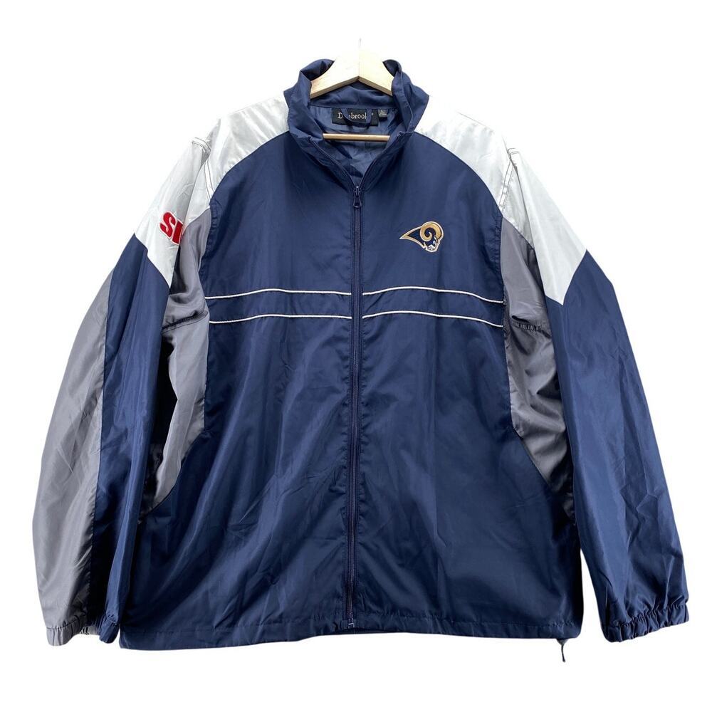 Vintage LA Rams Dunbrooke Full Zip Windbreaker Jacket Large NFL Blue Y2K - Picture 2 of 9